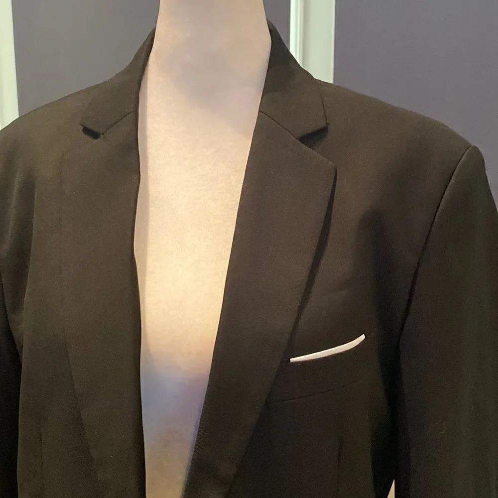 Men’s Black Suit Jacket Blazer One Button Notched Lapel Size 36 NWOT